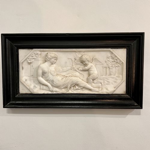 A 19th Century Relief Carved Framed Marble Plaque