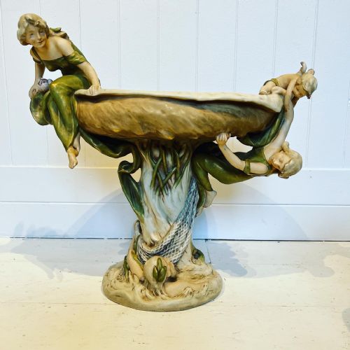 Large Art Nouveau Royal Dux Porcelain Centrepiece