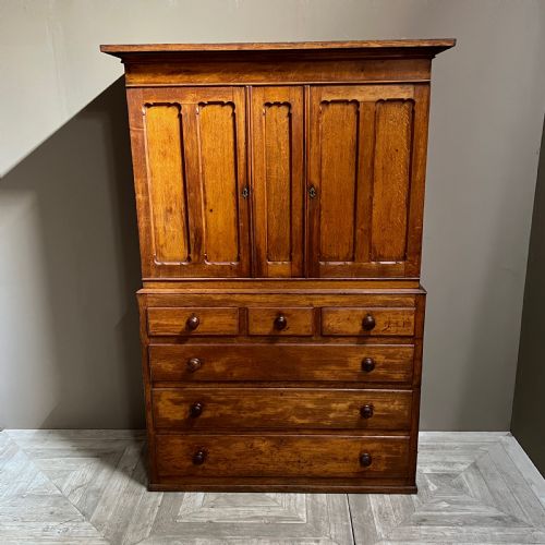 A C19th Oak Housekeeper's Cabinet or Linen Press