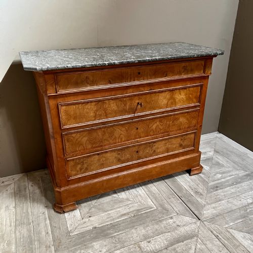 A C19th French Walnut and Marble Commode