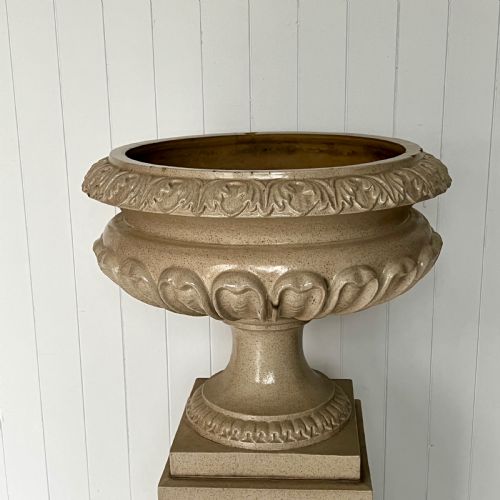 fig 1. Pair of LEFCO Salt Glazed Garden Urn Planters
