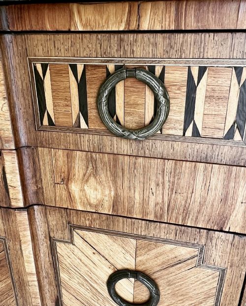 ANTIQUE CONTINENTAL PARQUETRY AND MARBLE COMMODE - ADDITIONAL PHOTO 8