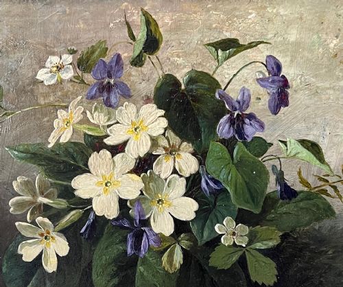 fig 1. Victorian Still Life Wild Flowers Oil On Board
