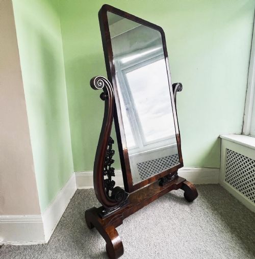An Elegant C19th Mahogany Cheval Mirror