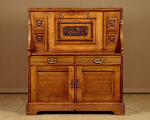 VICTORIAN LIGHT OAK BUREAU CABINET - ADDITIONAL PHOTO 1