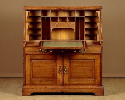 VICTORIAN LIGHT OAK BUREAU CABINET - ADDITIONAL PHOTO 2