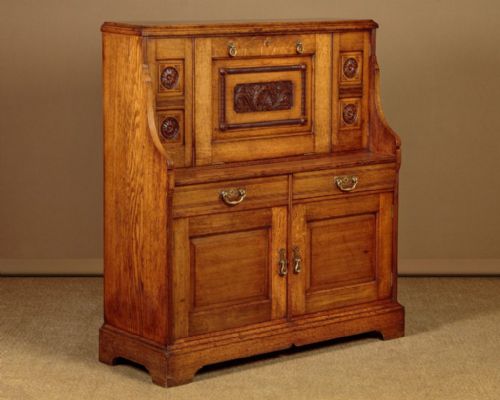 VICTORIAN LIGHT OAK BUREAU CABINET - ADDITIONAL PHOTO 3