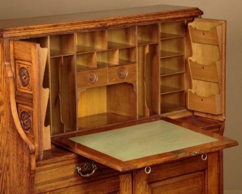 VICTORIAN LIGHT OAK BUREAU CABINET - ADDITIONAL PHOTO 7
