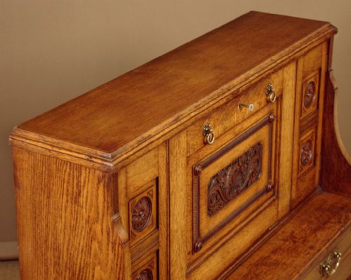VICTORIAN LIGHT OAK BUREAU CABINET - ADDITIONAL PHOTO 10