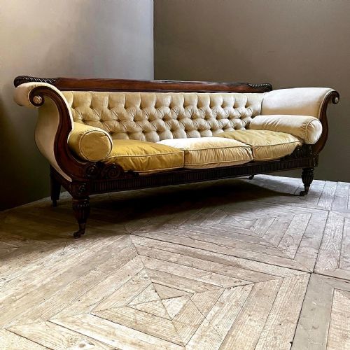 Grand Scale Regency Rosewood Scroll End Sofa