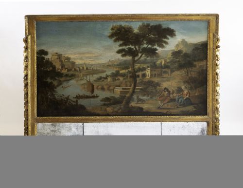 GRAND SCALE GEORGIAN GILTWOOD OVERMANTEL TRUMEAU MIRROR - ADDITIONAL PHOTO 1