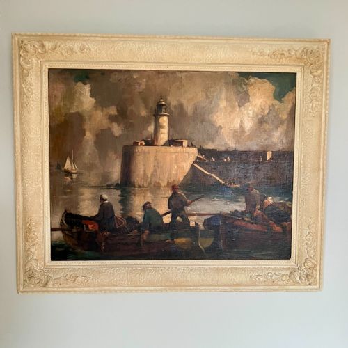 fig 1. The Lighthouse, Newhaven Oil Painting by William Hyams (1878-1952)