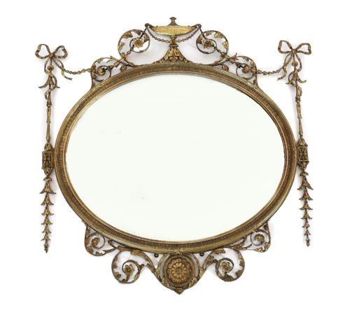 Giltwood and Gesso Adam Revival Wall Mirror Circa 1900
