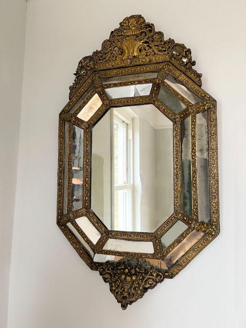 A C19th Continental Repousse Marginal Wall Mirror