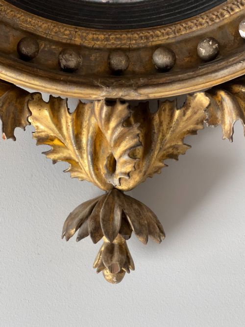 REGENCY CARVED GILTWOOD CONVEX WALL MIRROR - ADDITIONAL PHOTO 3