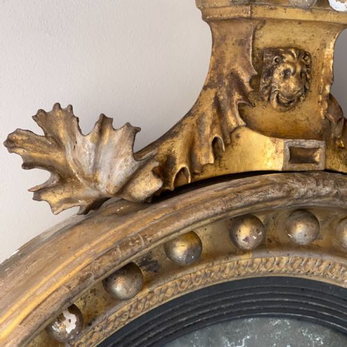 REGENCY CARVED GILTWOOD CONVEX WALL MIRROR - ADDITIONAL PHOTO 7