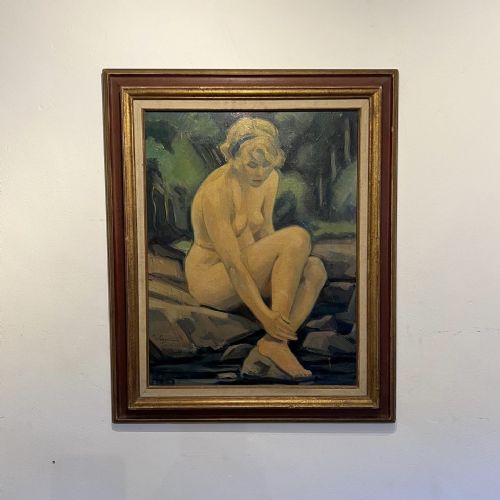 Bathing Beauty French Oil on Canvas