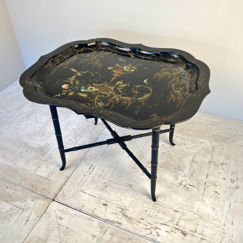 A Regency Japanned Papier-mache Tray Table by Henry Clay, London