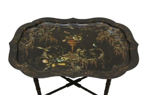 fig 1. A Regency Japanned Papier-Mache Tray Table By Henry Clay, London