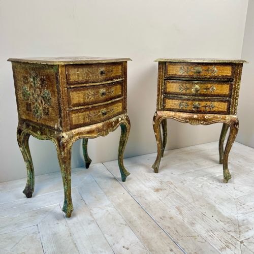 Pair of Venetian Painted Bedside or Lamp Tables Circa 1920