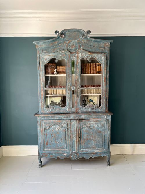Antique Painted Oak Buffet Deux Corps