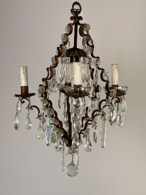 ANTIQUE FRENCH CAGE CHANDELIER - ADDITIONAL PHOTO 1