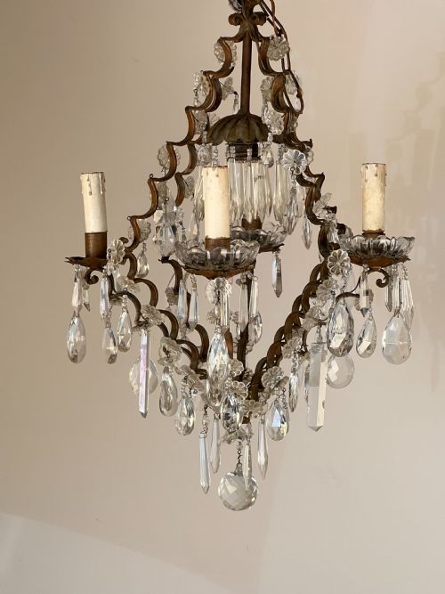 ANTIQUE FRENCH CAGE CHANDELIER - ADDITIONAL PHOTO 5