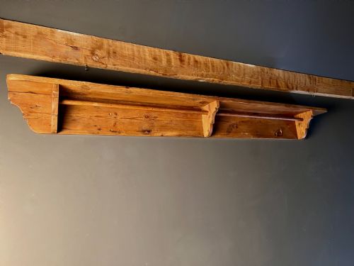 Large Vintage Pine Shelf Coat Rack
