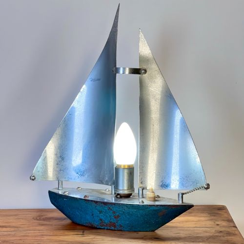 Art Deco Table Lamp in the Form of a Sailing Yacht
