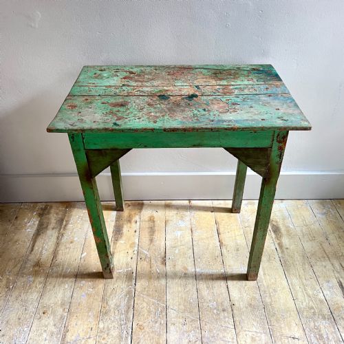 Small Country Pine Table in Distressed Green Paint