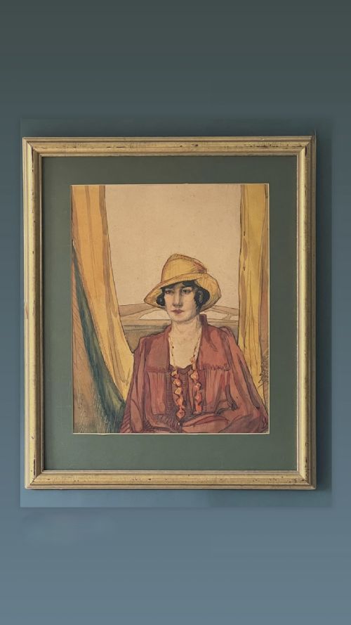 1920'S Watercolour Portrait of a Lady by Roger Bland