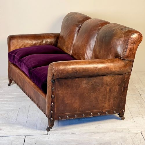 An English Country House Leather Sofa Circa 1910