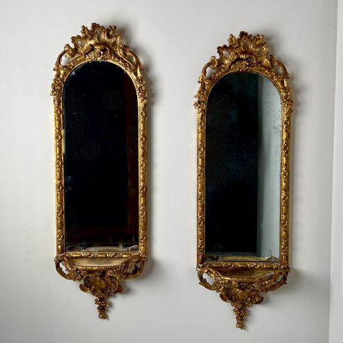 A Pair of  C19th Gilt Framed Bracket Mirrors