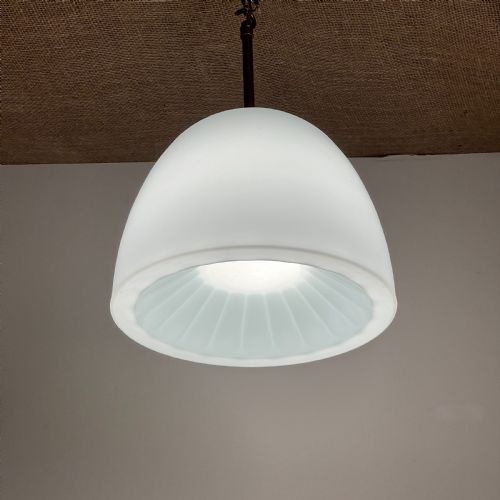 Art Deco Brass and Opaline Glass Pendant Light