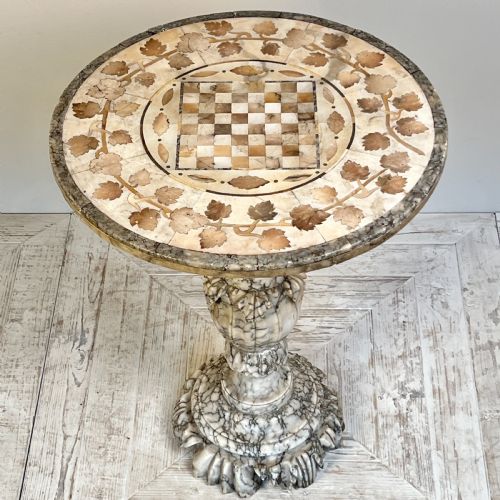 An Italian Antique Alabaster Games or Wine Table