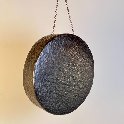 Large Hammered Bronze Gong and Beater