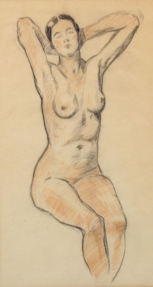 fig 1. Nude Life Study Pastel By Alfred Edward Jackson