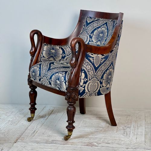 A William IV Mahogany Swan Neck Armchair