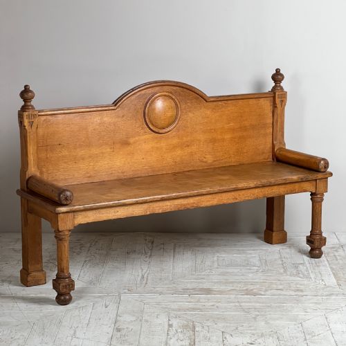 A Victorian Light Oak Hall Bench