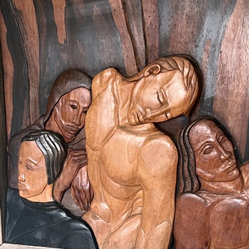 fig 5. A Rare Carved Wood Plaque By Phyllis 'Pog' Yglesias Circa. 1925