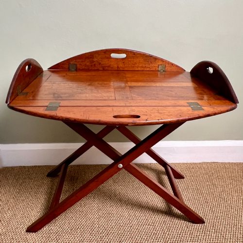 A C19th Mahogany Campaign Butlers Tray Table by Army & Navy Csl
