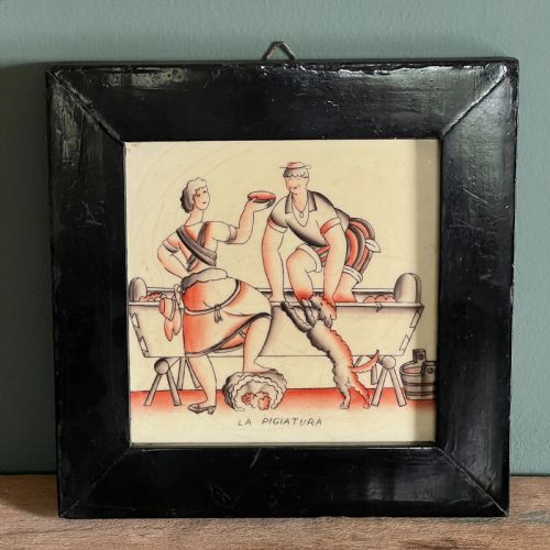 PAIR OF FRAMED CERAMIC TILES BY GIO PONTI FOR RICHARD GINORI CIRCA 1930 - ADDITIONAL PHOTO 2