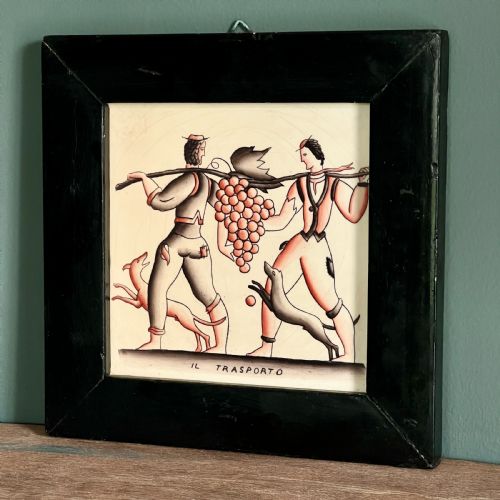 PAIR OF FRAMED CERAMIC TILES BY GIO PONTI FOR RICHARD GINORI CIRCA 1930 - ADDITIONAL PHOTO 3