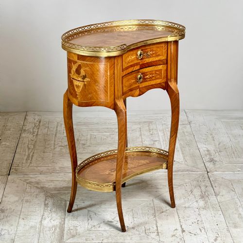 fig 2. A French Kingwood And Marquetry Inlaid Kidney Shaped Side Table