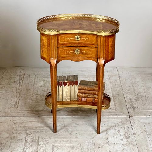 fig 3. A French Kingwood And Marquetry Inlaid Kidney Shaped Side Table