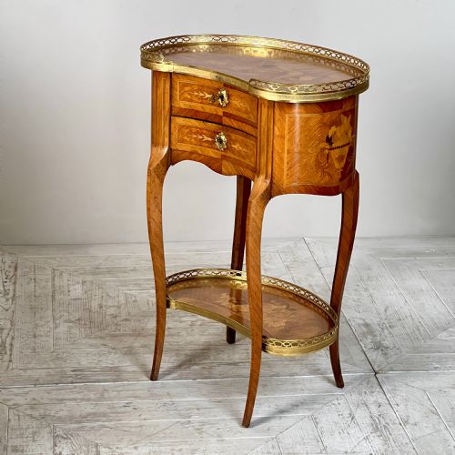 fig 4. A French Kingwood And Marquetry Inlaid Kidney Shaped Side Table