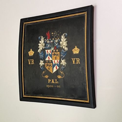 fig 1. A Framed Hand Painted Coat Of Arms Coach Panel Circa 1900