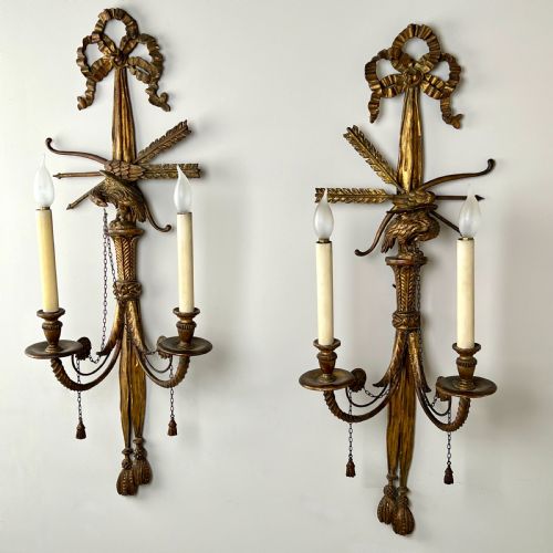 A Pair of Antique Giltwood Wall Sconces