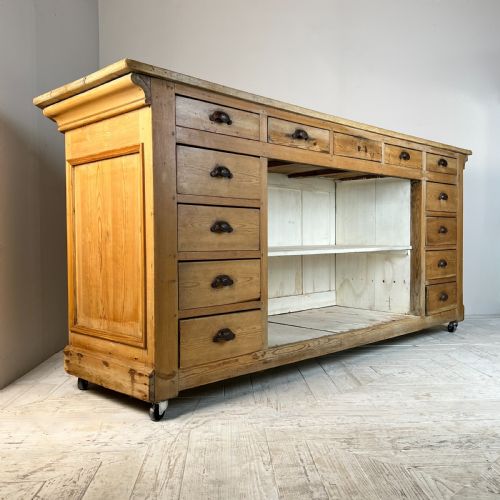 Vintage French Pine Haberdashery Shop Counter