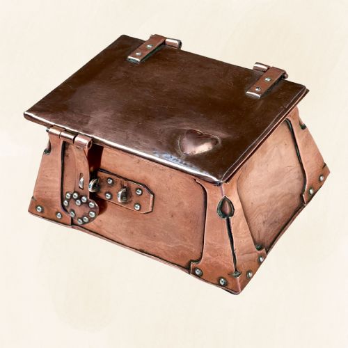 An Arts & Crafts Copper Love Casket or Jewellery Box